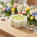 Trojknôtová sviečka zelená biela tvar kvet Ø11,5cm V4cm | Floristik24.sk