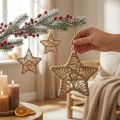 Ozdobná hviezda na zavesenie jutová hviezda prírodná Ø18cm 4 ks | Floristik24.sk