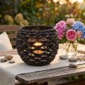 Pletený držiak na čajové sviečky, čierny a hnedý, letná dekorácia, Ø31cm V25cm | Floristik24.sk