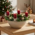 Svietnik so 4 objímkami, moderný adventný veniec, béžový, 15 cm | Floristik24.sk