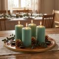 Pilier Candles Green Emerald Grooved Candles 70/130mm 4 ks | Floristik24.sk