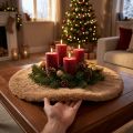 Umelá kožušina dekoračná kožušina okrúhly behúň kožušinový koberec hnedý Ø38cm | Floristik24.sk