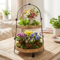 Drevený a kovový poschodový servírovací stojan, prírodná čierna, 2-poschodový, Ø25,5 cm, V38 cm | Floristik24.sk