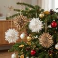 Papierové hviezdy, bielo-hnedé, 16 cm, vianočné dekorácie, sada 6 kusov | Floristik24.sk