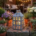 Vintage dekoratívny lampáš, kovový svietiaci domček, shabby chic, V35 cm | Floristik24.sk