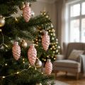 Vianočný kužeľ pohár Ružový sklenený kužeľ vianočný 6,5cm 10p | Floristik24.sk