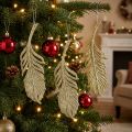 Ozdobné pierka, ozdoby na stromček s trblietkami, adventná dekorácia, pierka na zavesenie Zlaté L22cm 12 kusov | Floristik24.sk