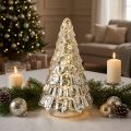 Mini vianočný stromček s LED svetielkami, strieborný a zlatý, 28 cm | Floristik24.sk