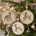 Prívesok s jeleňom, ozdobný medailón, drevená dekorácia, adventný Ø9,5cm 6ks | Floristik24.sk