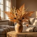 Dekorácia z konzervovanej papradie oranžovej farby 45 cm, 10 kusov, bytová dekorácia, DIY | Floristik24.sk