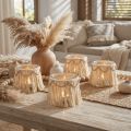 Lucerna Sklenené strapce Macrame Cream Boho Ø9,5cm 4ks | Floristik24.sk