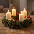 Adventný veniec, jedľový veniec s prírodnými a umelými šiškami, zelený veniec na dvere Ø30cm, vianočná dekorácia | Floristik24.sk