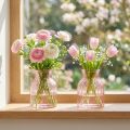 Sklenená váza na kvety, retro, ružovo tónovaná, Ø11cm, V14,5cm, 2 kusy | Floristik24.sk