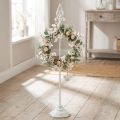Držiak na veniec Shabby Chic White Stojan na veniec kovový 4 háčiky, výška 76 cm | Floristik24.sk