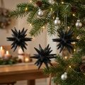 Vianočná dekorácia hviezdičky na zavesenie čierna Ø7,5cm 8 kusov | Floristik24.sk