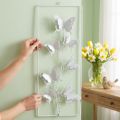 Umenie na zavesenie motýľa na jar kovovú nástennú maľbu Shabby Chic White Silver V47,5 cm | Floristik24.sk