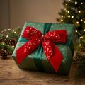 Ozdobná mašľa šírka 4cm Červená vianočná mašľa so zlatými hviezdičkami Ručne vyrobená mašľa 16×15cm 2ks | Floristik24.sk