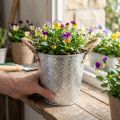 Kovový kvetináč, kvetináč s rúčkami, kvetináč s kvetinovým vzorom Ø18cm | Floristik24.sk