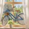 Ozdobná tabuľka drevený bicykel letná dekoračná tabuľka na zavesenie modrá, biela 31×25cm | Floristik24.sk