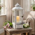 Dekoračný lampáš vintage so zásuvkou biela 20×20cm V51cm | Floristik24.sk