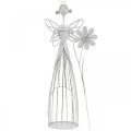 Floristik24 Jarná dekorácia, kvetinová víla, kovový lampáš, kvetinová víla s kvietkom 34,5cm