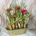 Floristik24 Jarná dekorácia kvetináč oválna kovová miska na rastliny s ušami vintage 28×15cm
