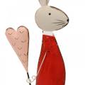 Floristik24 Jarná dekorácia, veľkonočný zajačik z kovu, Valentín, zajačik so srdiečkom, Veľká noc 45cm