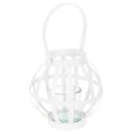 Floristik24 Záhradný lampáš, kov a sklo, závesný svietnik, biely, Ø18,5 cm