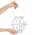 Záhradný lampáš, kov a sklo, závesný svietnik, biely, Ø18,5 cm | Floristik24.sk