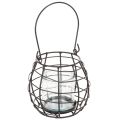 Floristik24 Záhradný lampáš, čierny kov s veterným svetlom, Ø14cm V12,5cm