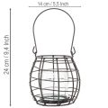Záhradný lampáš, čierny kov s veterným svetlom, Ø14cm V12,5cm | Floristik24.sk
