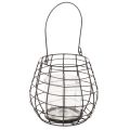 Floristik24 Záhradný lampáš so skleneným svietnikom, čierny, Ø20cm, V18,5cm