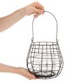 Záhradný lampáš so skleneným svietnikom, čierny, Ø20cm, V18,5cm | Floristik24.sk