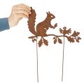 Záhradný kôl veverička na konári, zvetraný kov, výška 42 cm, 3 kusy | Floristik24.sk
