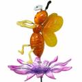 Floristik24 Kvetinová zátka včielka na kvete s kovovými pružinami oranžová, fialová V74cm