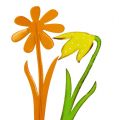 Floristik24 Záhradný kôl kovový kvet oranžový, žltý 47cm 4ks