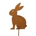 Floristik24 Záhradný kolík hrdzavý zajačik záhradná dekorácia Veľkonočná dekorácia 11cm×15cm