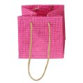 Floristik24 Darčekové tašky s rúčkami papierové ružové žlté zelené textilný vzhľad 10,5cm 12ks