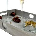 Floristik24 Ozdobný podnos so sklenenými čajovými sviečkami v zlatej farbe