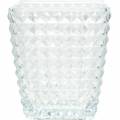 Floristik24 Sklenený lucernový kocka fazetovaný vzor, stolová dekorácia, váza zo skla, sklenená dekorácia 2ks
