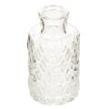 Floristik24 Mini sklenená váza s diamantovým vzorom, malá váza na stôl, fľaša, priehľadná, 9 cm, 6 kusov