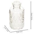 Mini sklenená váza s diamantovým vzorom, malá váza na stôl, fľaša, priehľadná, 9 cm, 6 kusov | Floristik24.sk