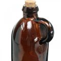 Floristik24 Sklenená fľaša vintage s korkom a uchom hnedá Ø7,5 cm V22cm