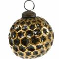Floristik24 Vianočná guľa medovníkový vzor hnedá, zlatá Ø7,5cm 4ks