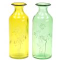 Floristik24 Sklenená váza fľaša žltá, zelená H19cm 2ks