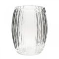 Floristik24 Sklenená váza s drážkami, lucerna z číreho skla V15cm Ø11,5cm