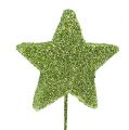 Floristik24 Sľudové hviezdy zelené 4cm na drôte 60p