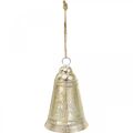 Floristik24 Vianočný zvonček na zavesenie, adventný, zvonček zlatý starožitný vzhľad Ø10,5cm H17cm
