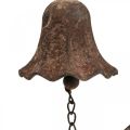 Floristik24 Deco zvonček starožitný kovový zvonček kovová dekorácia hrdzavý vzhľad V53cm