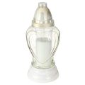 Floristik24 Sklenené náhrobné svietidlo s gravírovaným srdcom, číry náhrobný lampáš Ø11cm V26cm
